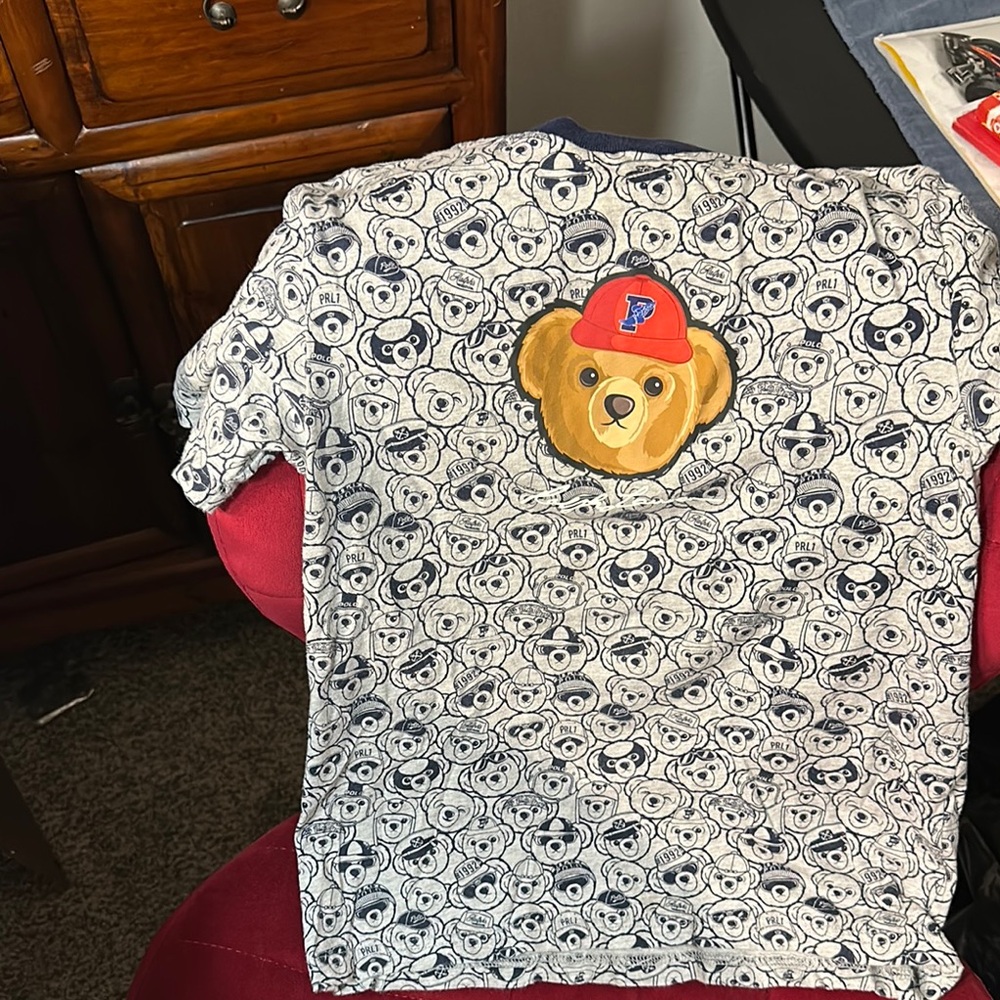 Kids Navy Blue Bear Print Shirt